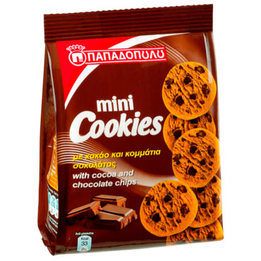 Cookies Mini Διπλη Σοκολατα 90γρ Παπαδοπουλου